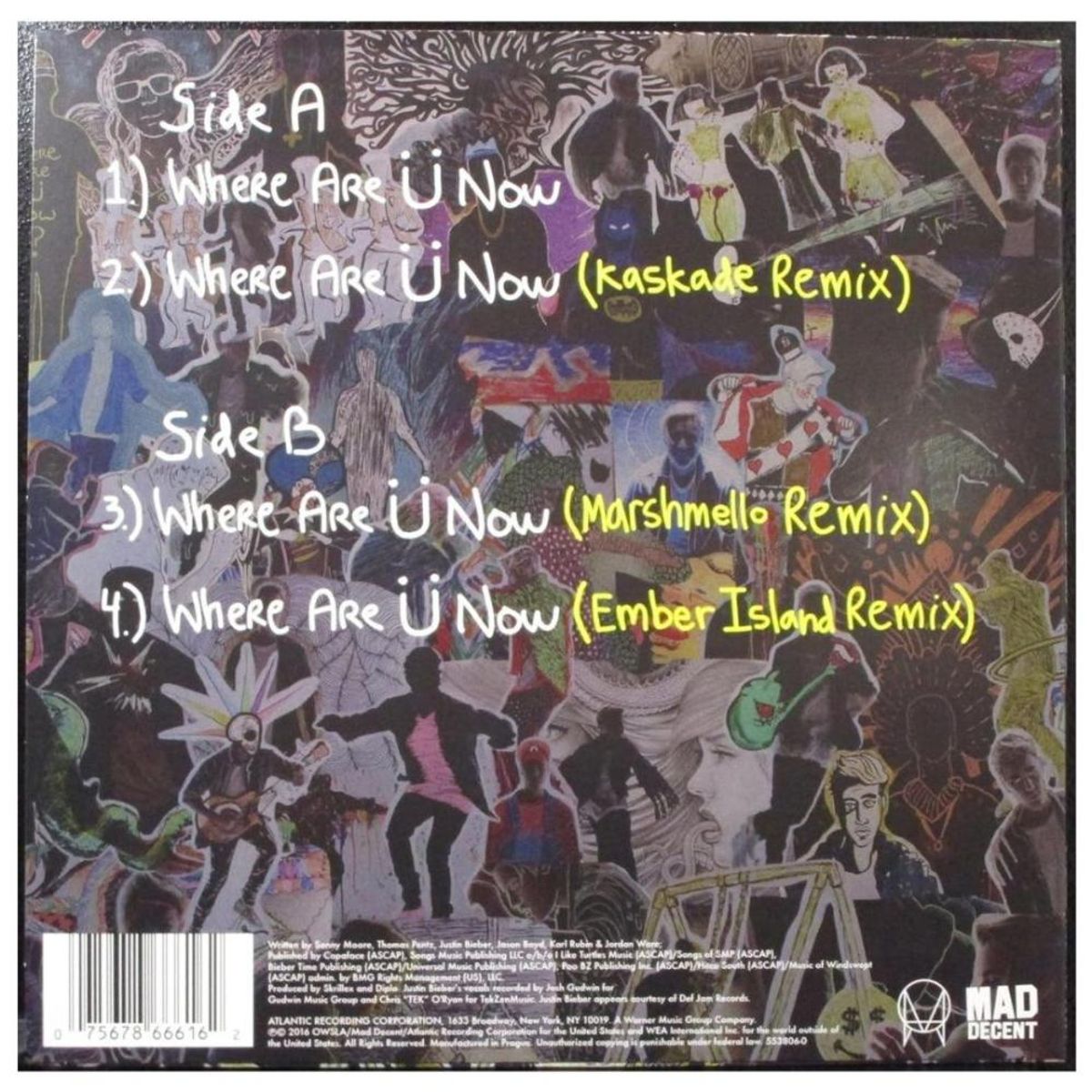 HITWAY MUSIC - JACK U  JUSTIN BIEBER-WHERE ARE U NOW-12MAXISINGLE VINILO