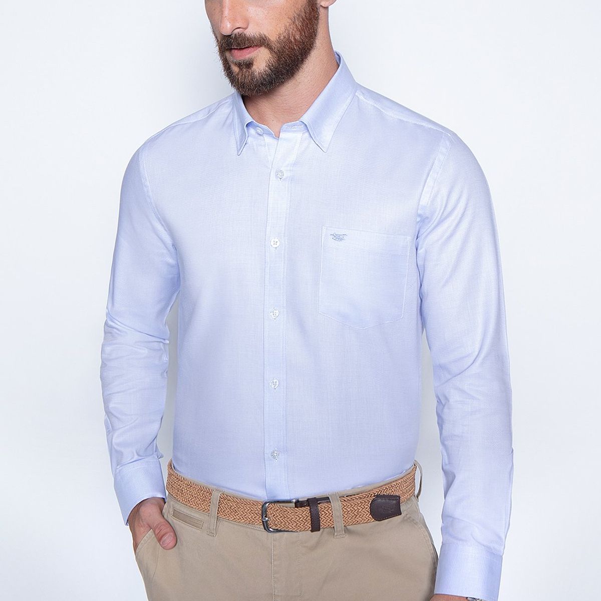 FEROUCH - Camisa Smart Casual Boston Celeste Ferouch