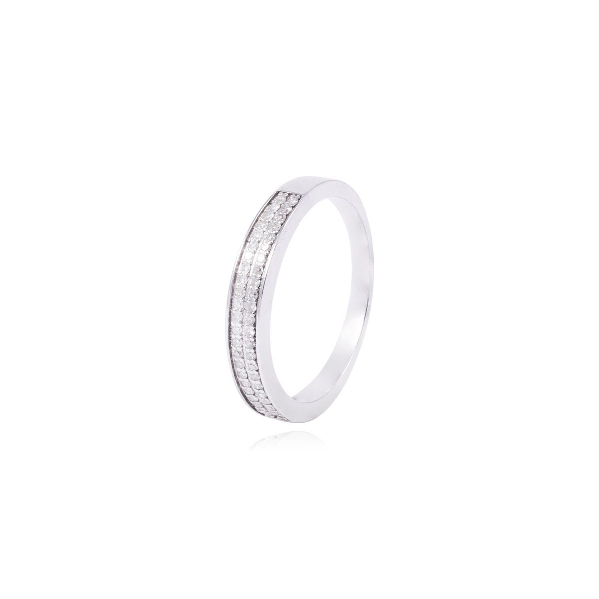 JB JOYAS BARON - Anillo de Oro Blanco 18kt con Diamantes 19pts Riel