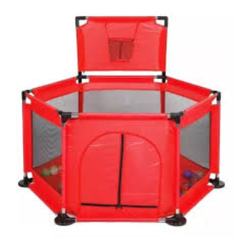 GENERICO - Corral de Seguridad Para Bebes Con aro de Basket Rojo