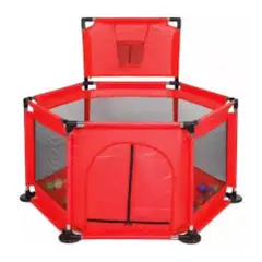 GENERICO - Corral de Seguridad Para Bebes Con aro de Basket Rojo