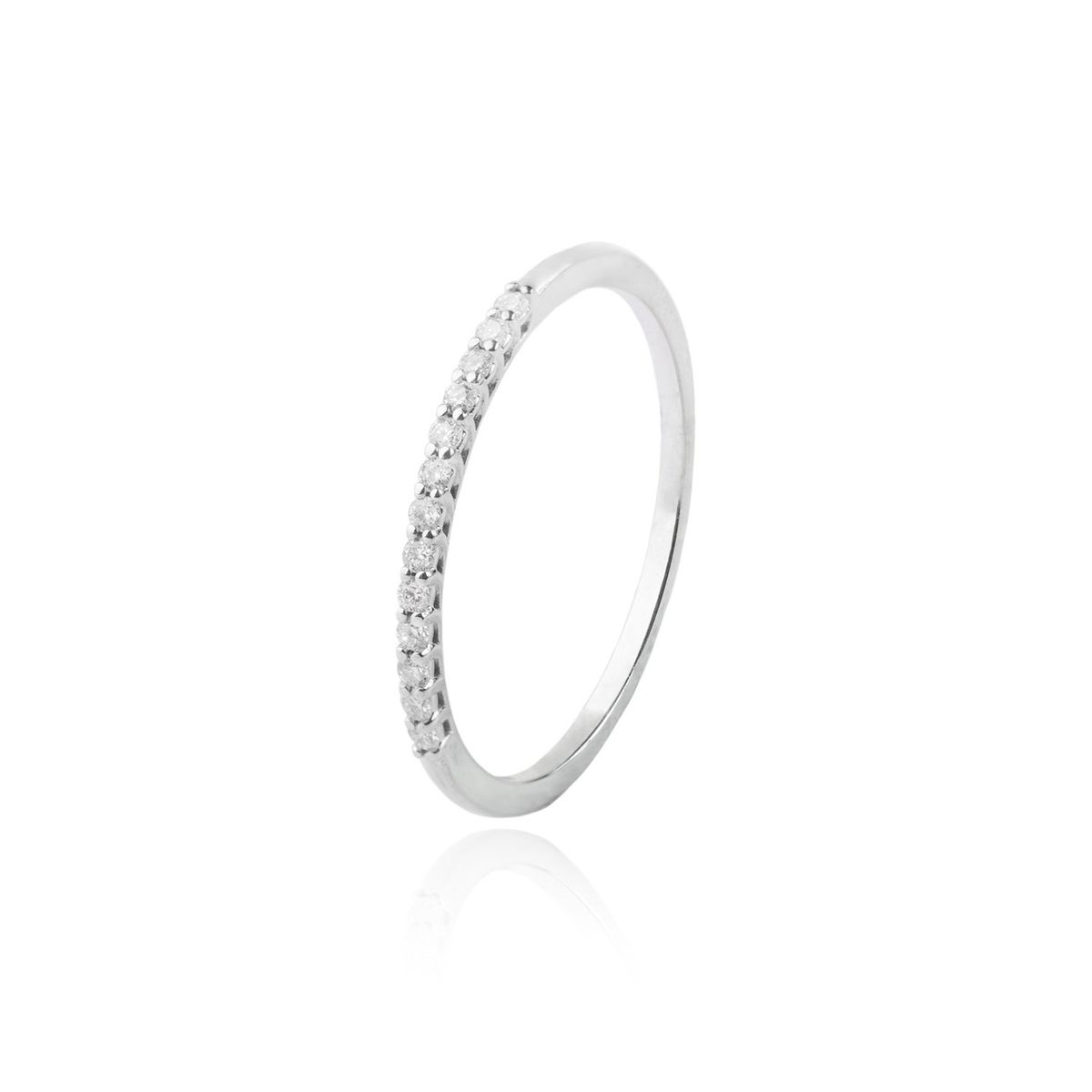 JB JOYAS BARON - Anillo Oro Blanco 18kt Diamantes 12Pts Medio Cintillo