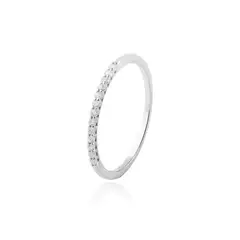 JB JOYAS BARON - Anillo Oro Blanco 18kt Diamantes 12Pts Medio Cintillo
