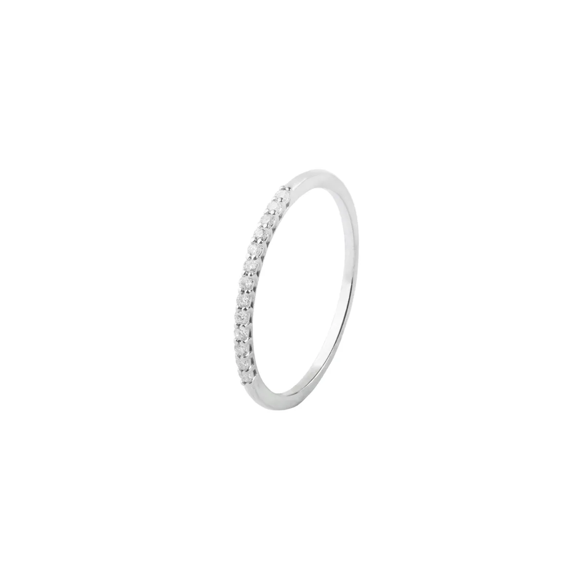 JB JOYAS BARON - Anillo Oro Blanco 18kt Diamantes 12Pts Medio Cintillo