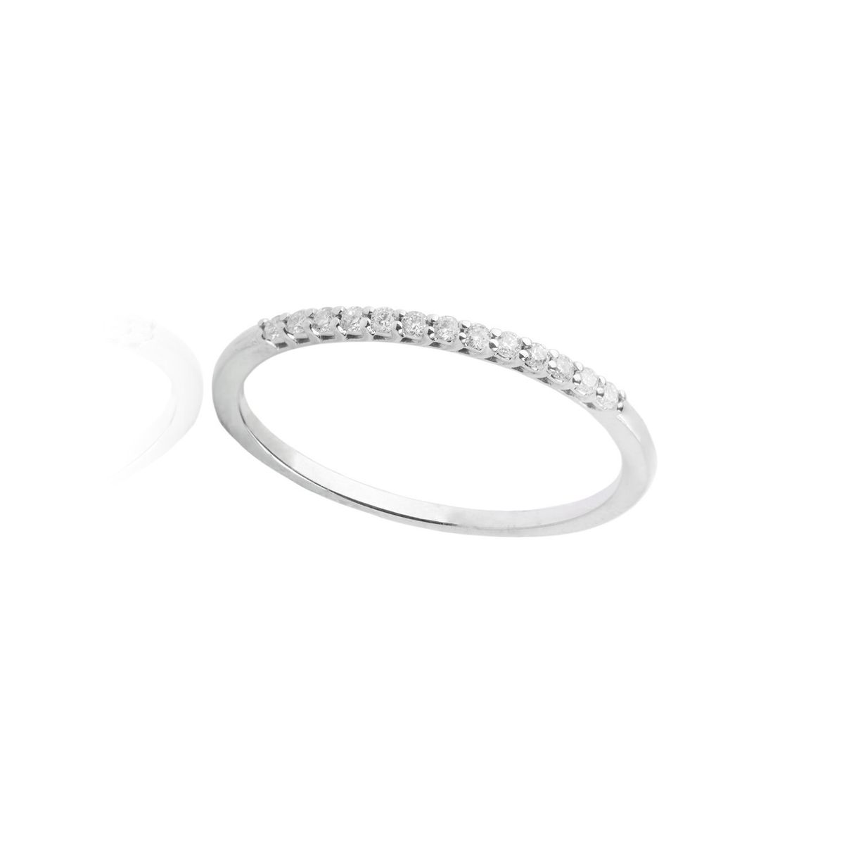 JB JOYAS BARON - Anillo Oro Blanco 18kt Diamantes 12Pts Medio Cintillo