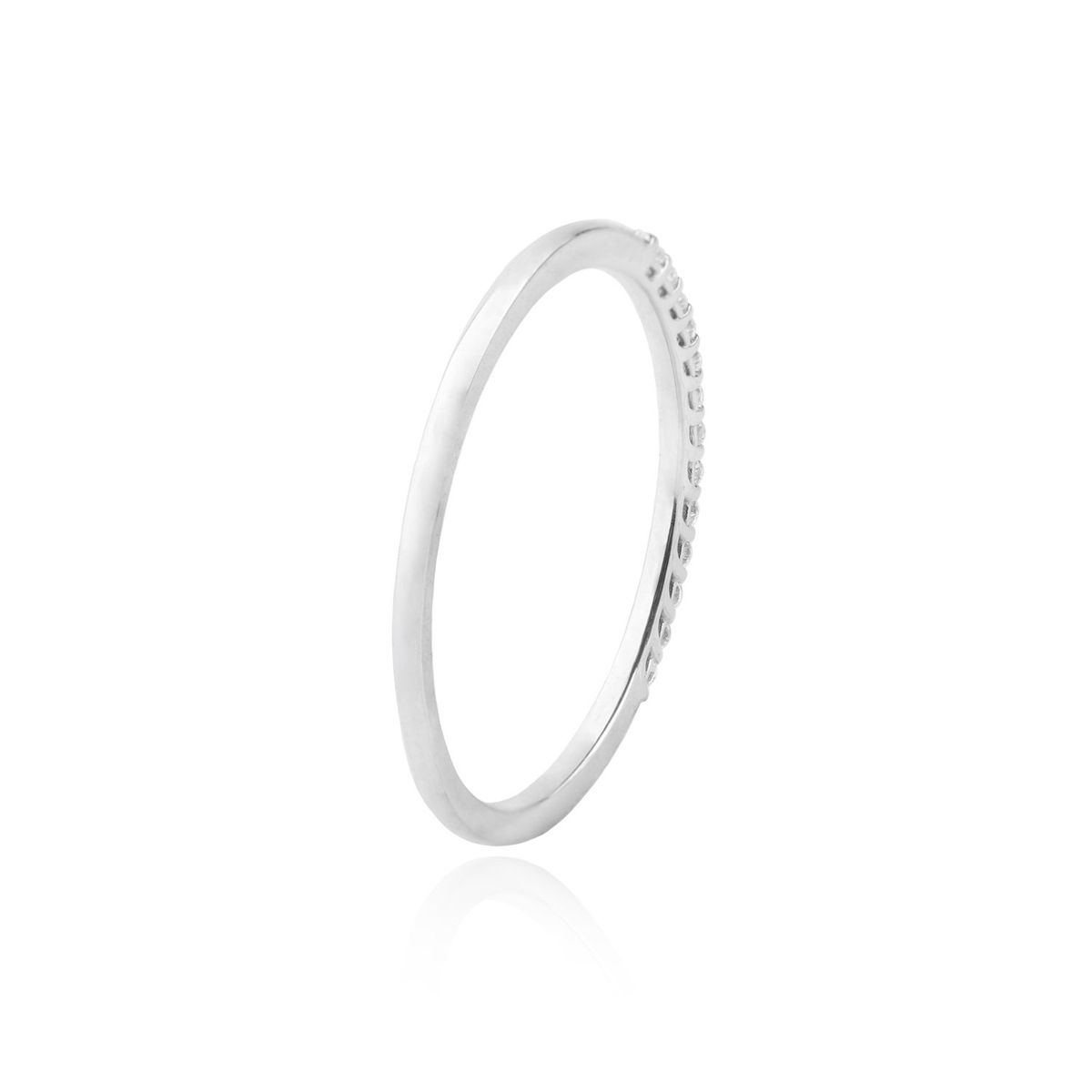 JB JOYAS BARON - Anillo Oro Blanco 18kt Diamantes 12Pts Medio Cintillo