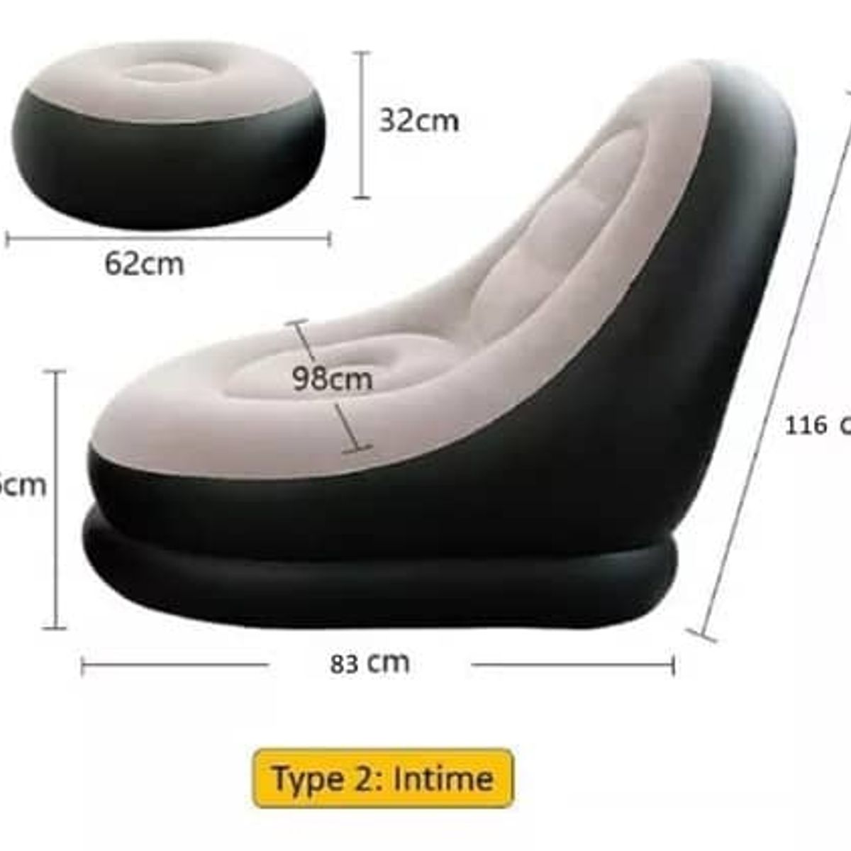 GENERICO - SOFA TUMBONA SILLA INFLABLE REPOSA PIES PUFF X L