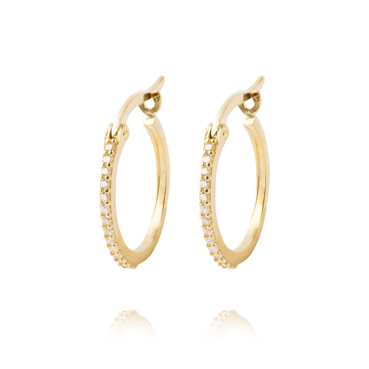 JB JOYAS BARON - Aros de Oro 18kt Modelo Argollas Chicas con Circón