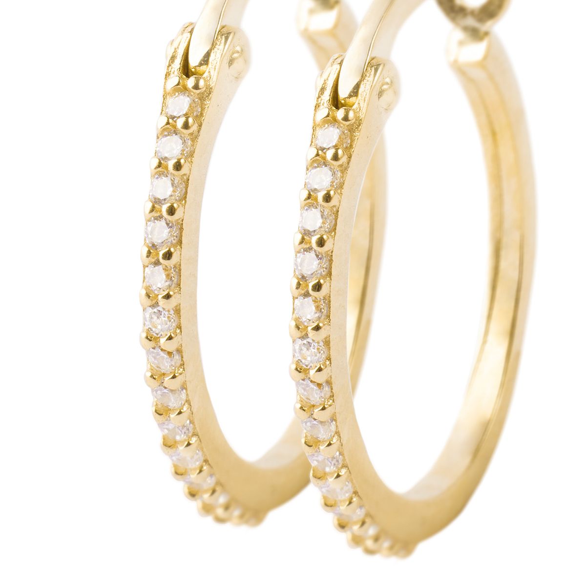 JB JOYAS BARON - Aros de Oro 18kt Modelo Argollas Chicas con Circón