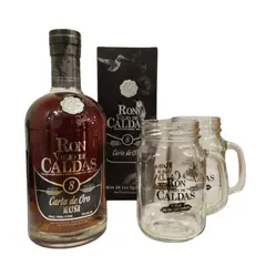 VIEJO DE CALDAS - Ron 8 Años Carta De Oro + 2 Vasos Mojito
