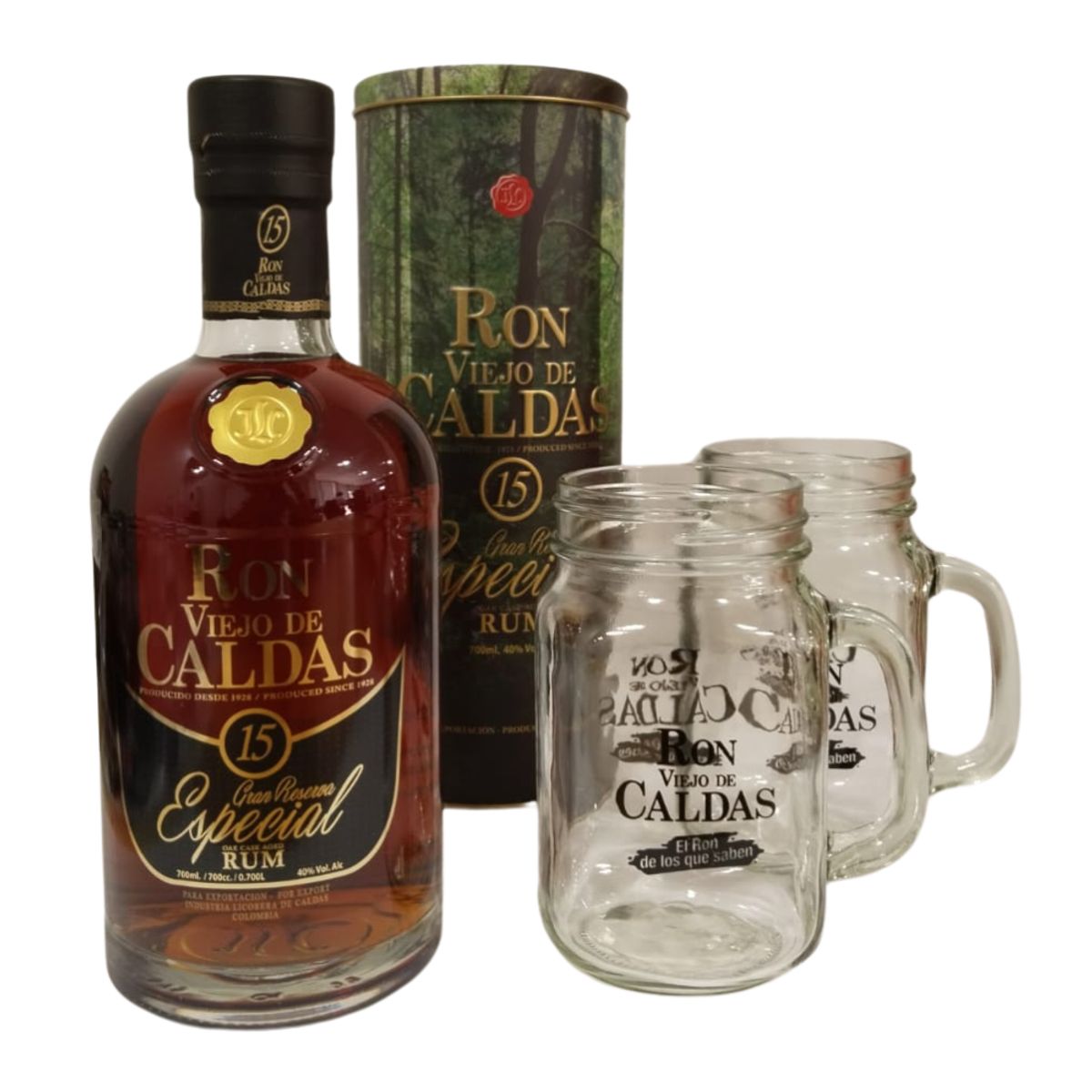 VIEJO DE CALDAS - Ron Viejo De Caldas 15 Años + 2 Vasos Mojito