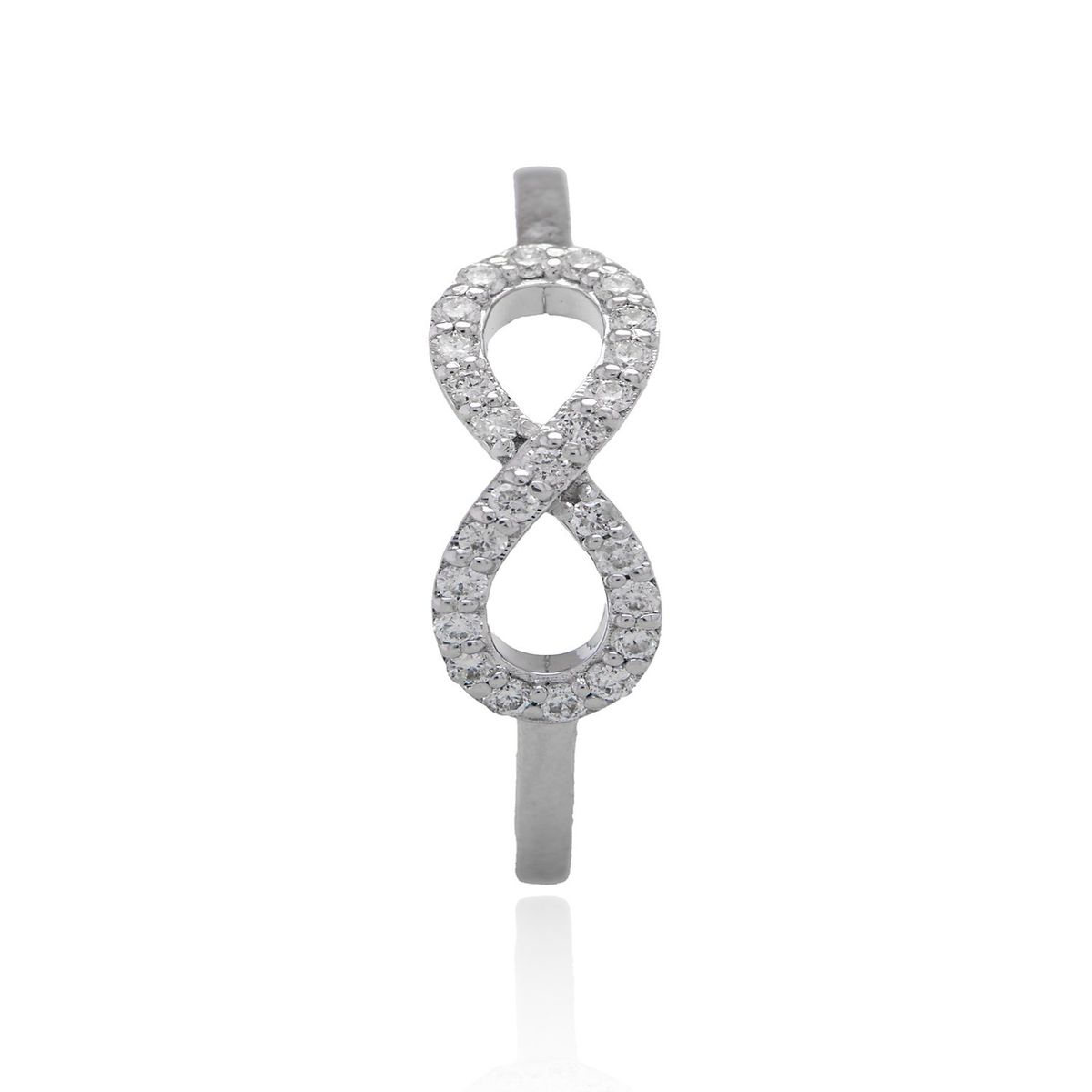 JB JOYAS BARON - Anillo Oro Blanco 18kt Infinito Diamantes de 11 Pts SI/H