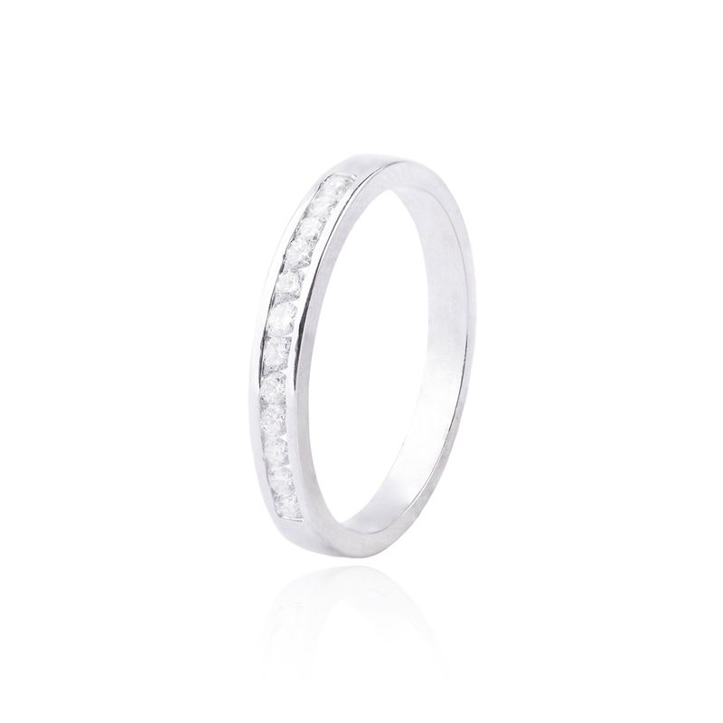 JB JOYAS BARON - Anillo de Oro 18kt con Diamantes 26pts Modelo Riel Corte Brillante