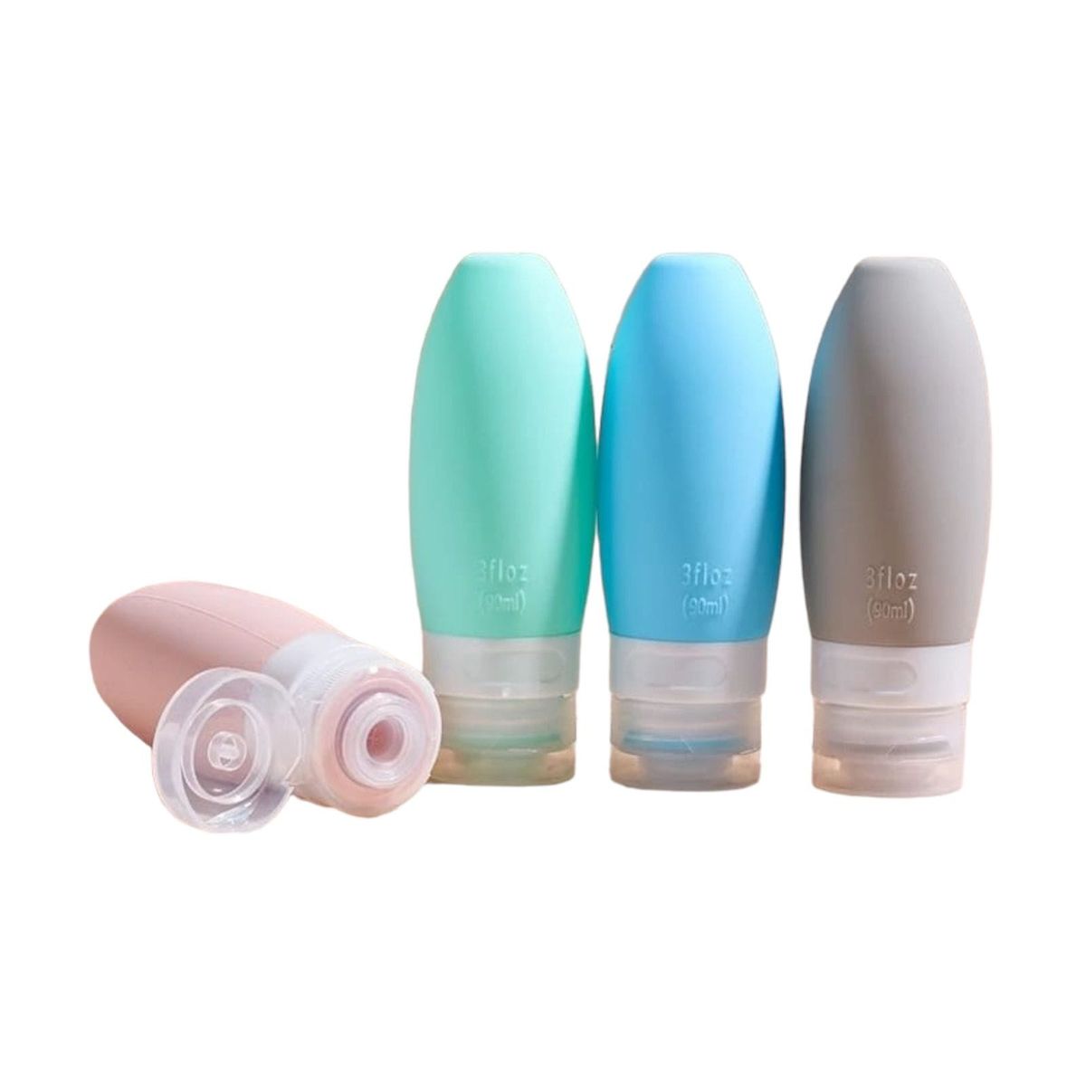 GENERICO - Kit de Viaje x4 Botellas de Silicona Dispensadores 90ml