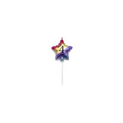 GENERICO - Vela De Numero 4 Estrella Multicolor 11cm