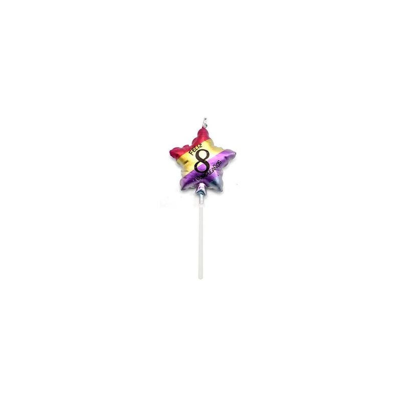 GENERICO - Vela De Numero 8 Estrella Multicolor 11cm
