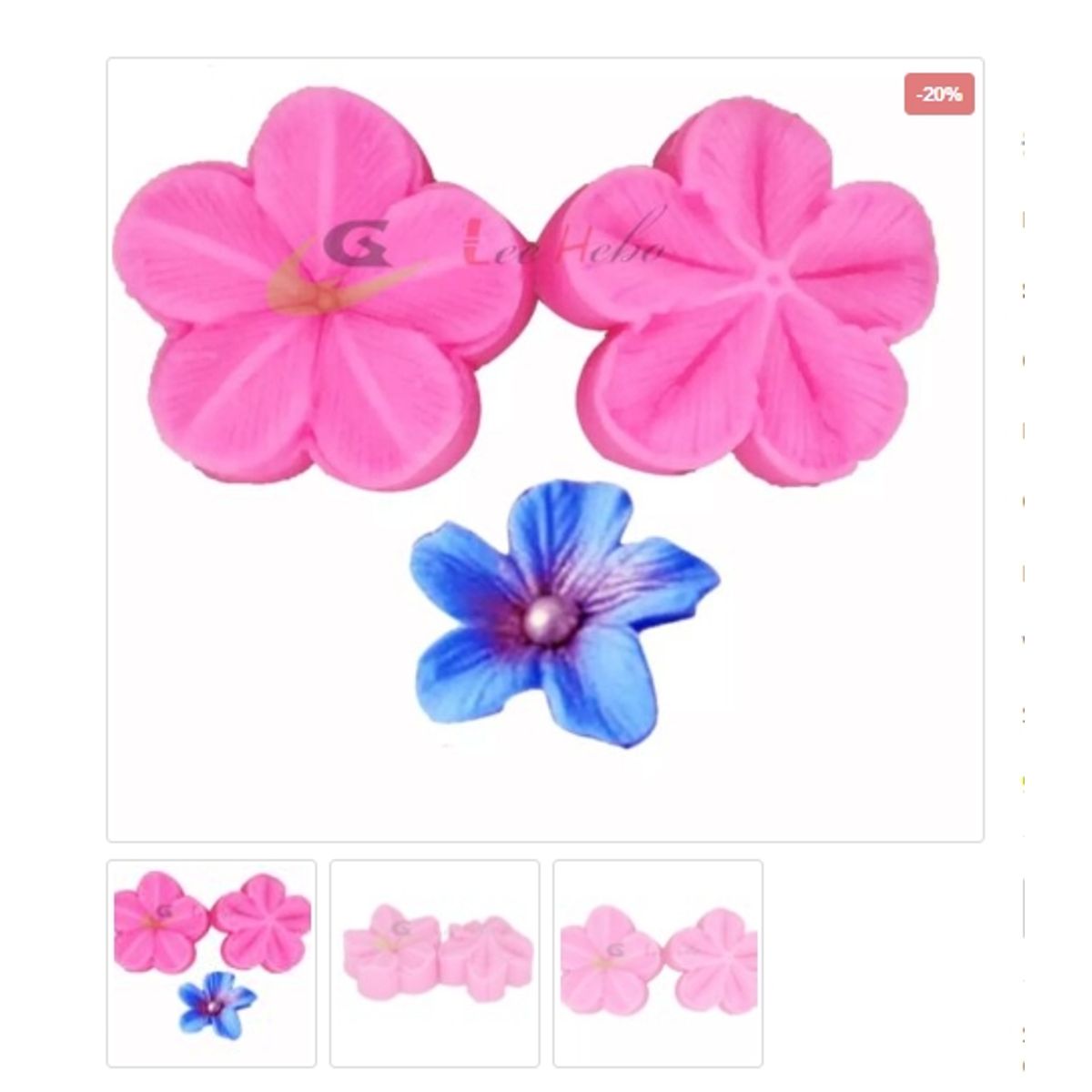 GENERICO - Molde Para Fondant Silicona Forma Petalos De Flor