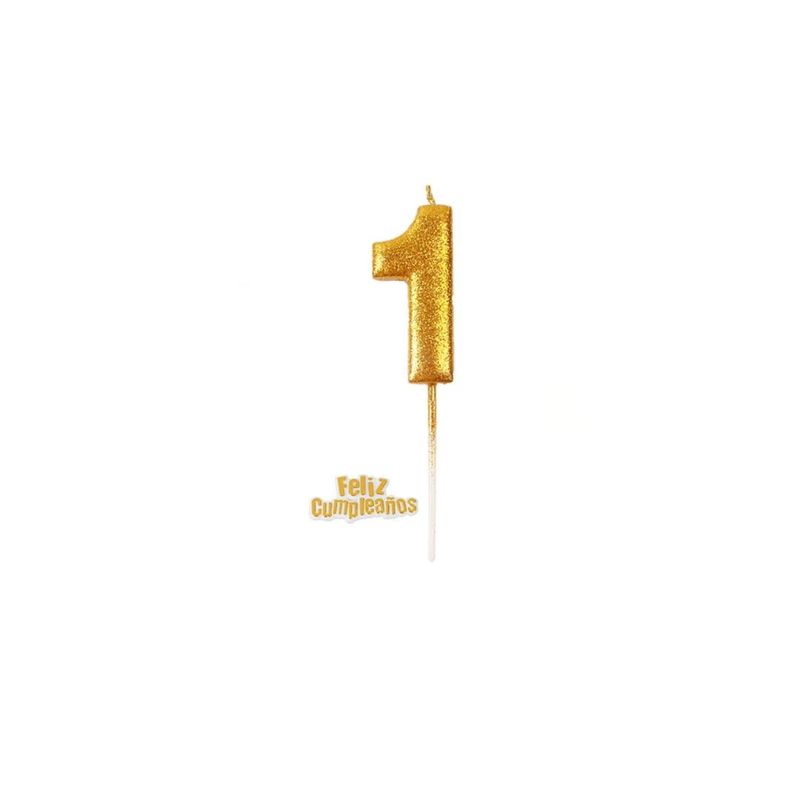 GENERICO - Vela De Numero 1 Dorado 13cm