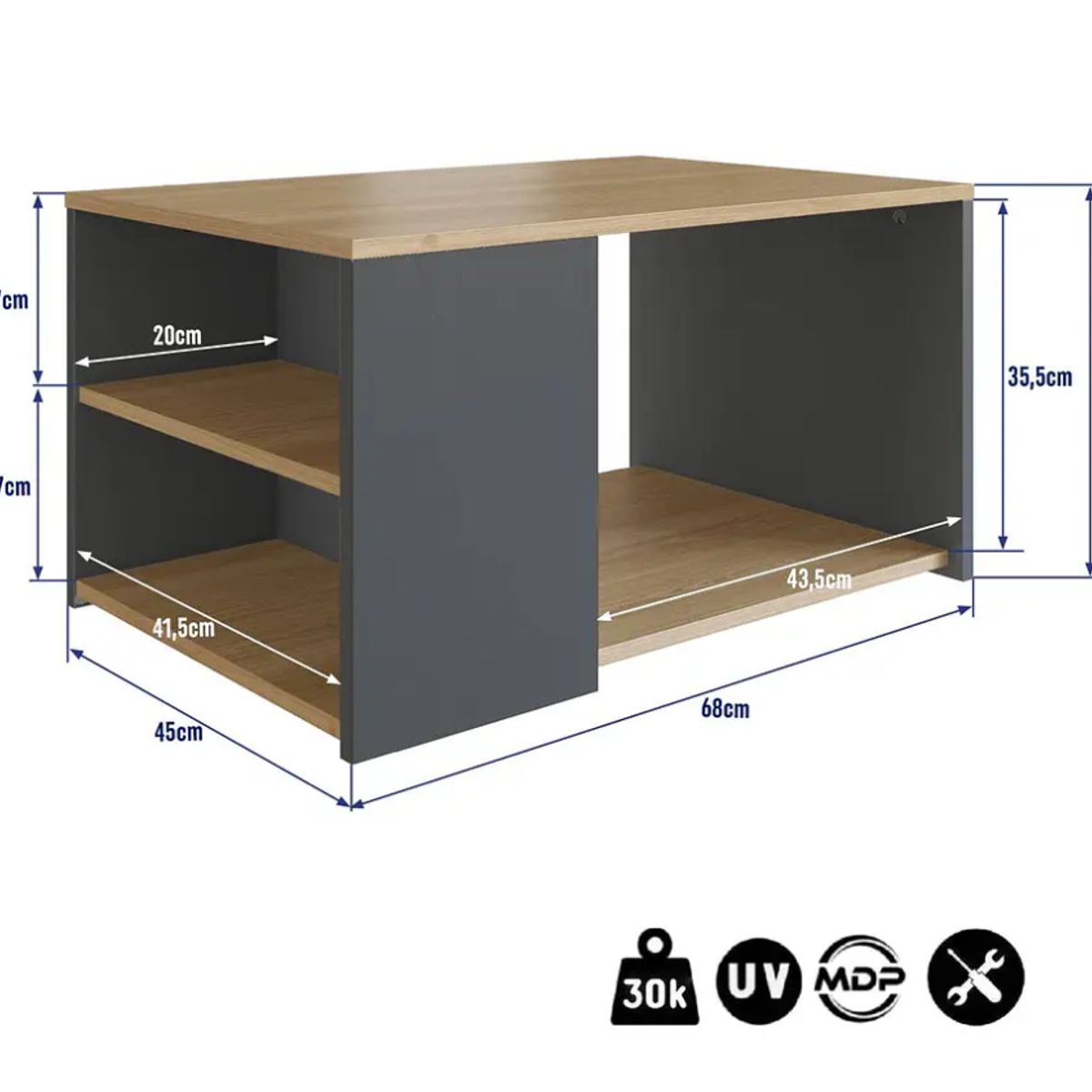 BE DESIGN - Mesa De Centro Foggia Grafito MIel