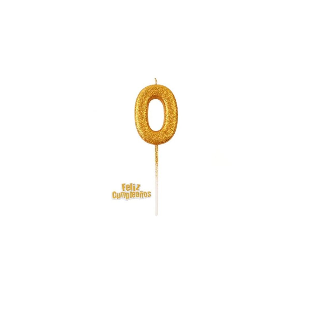 GENERICO - Vela De Numero 0 Dorado 13cm