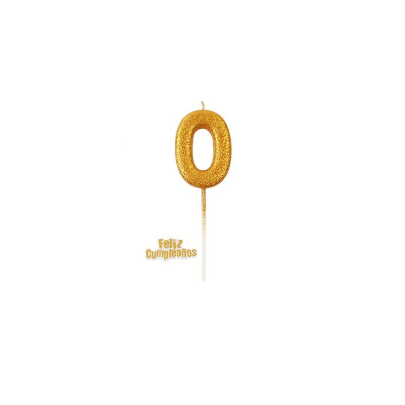 GENERICO - Vela De Numero 0 Dorado 13cm