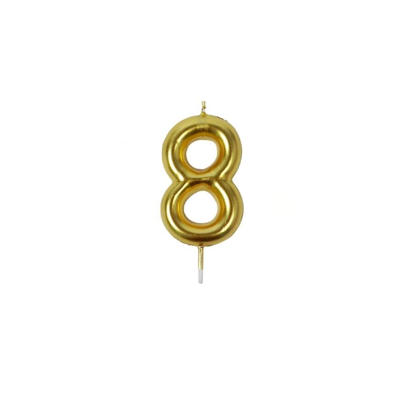 GENERICO - Vela De Numero 8 Dorada 8cm