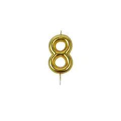 GENERICO - Vela De Numero 8 Dorada 8cm