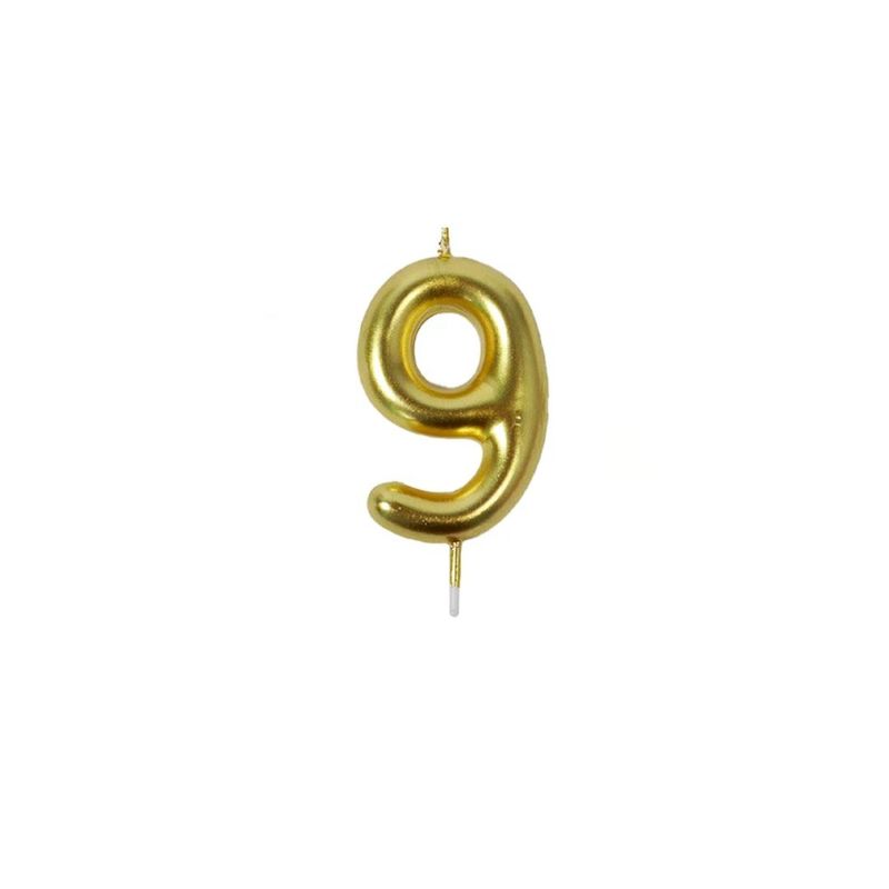GENERICO - Vela De Numero 9 Dorada 8cm