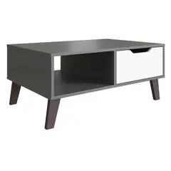 BE DESIGN - MESA DE CENTRO GRAFITO BLANCO RIMINI CON CAJÓN