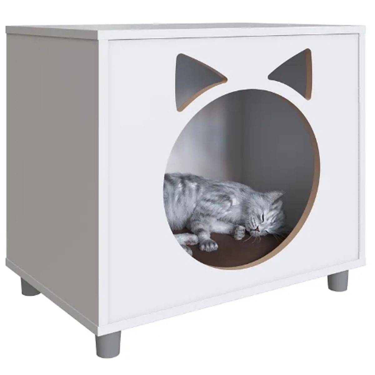 BE DESIGN - Velador Blanco Pet Para Gato Con Cojín