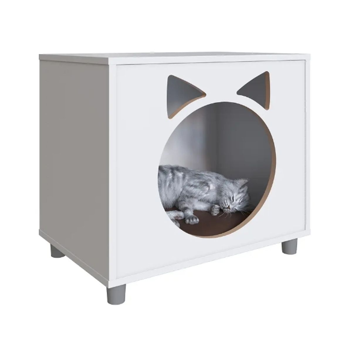 BE DESIGN - Velador Blanco Pet Para Gato Con Cojín