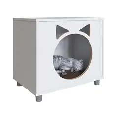 BE DESIGN - Velador Blanco Pet Para Gato Con Cojín
