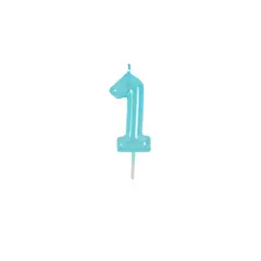 GENERICO - Vela De Numero 1 Celeste 8cm