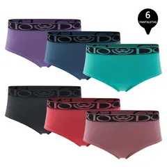 GIOVACCHINO - Pack de 6 Calzones Bikini Tiro Alto Algodón Mujer.-