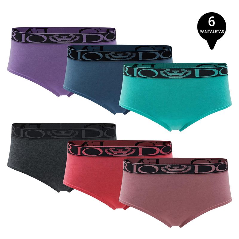 GIOVACCHINO - Pack de 6 Calzones Bikini Tiro Alto Algodón Mujer.-