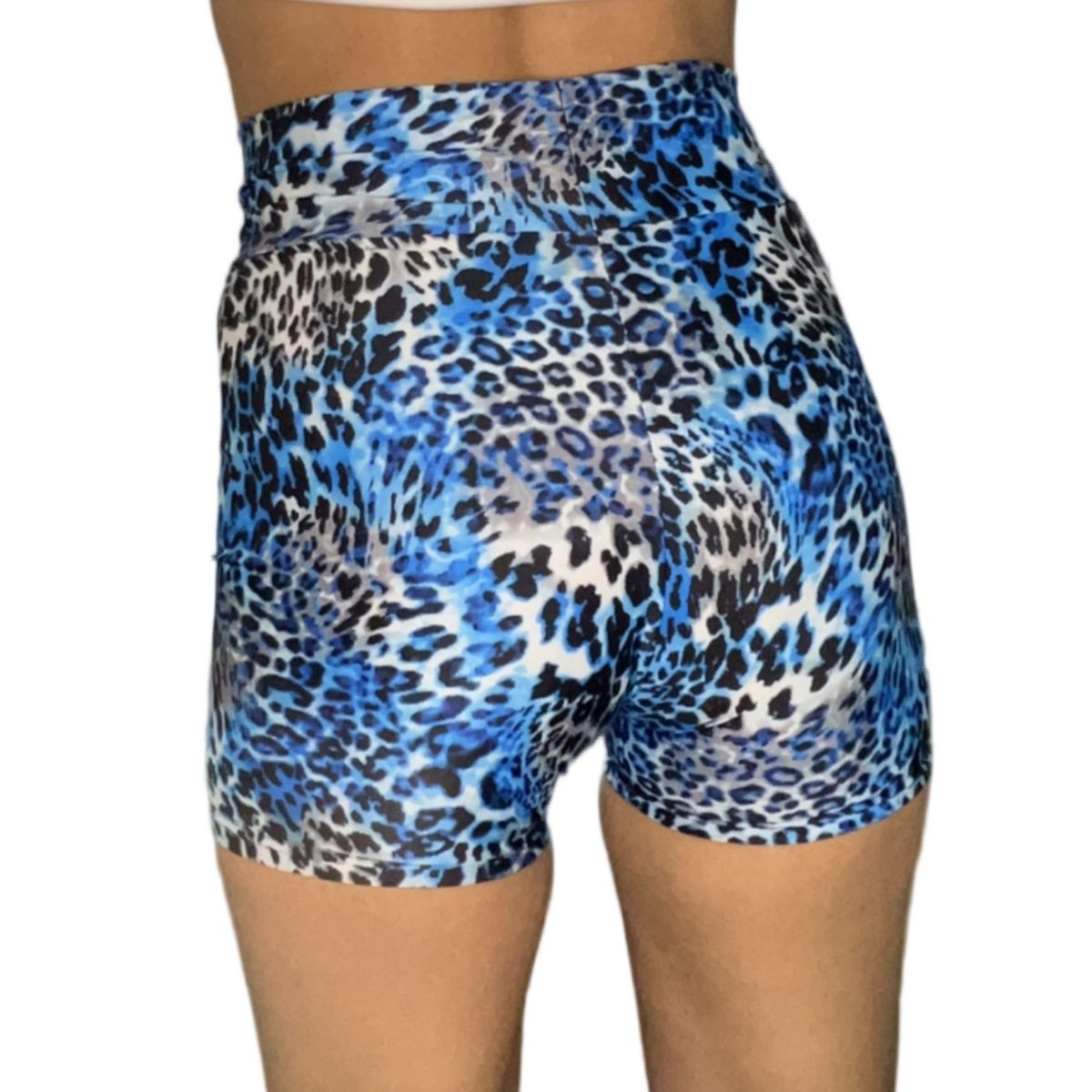 PAM - calza corta tiro super alto celeste animal print