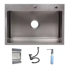 MODERN SPACE - Lavaplatos 60x45 Cm Silver Deluxe Con Accesorios 2mm