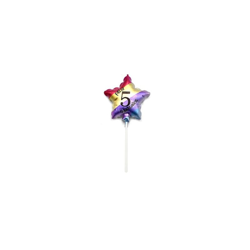 GENERICO - Vela De Numero 5 Estrella Multicolor 11cm