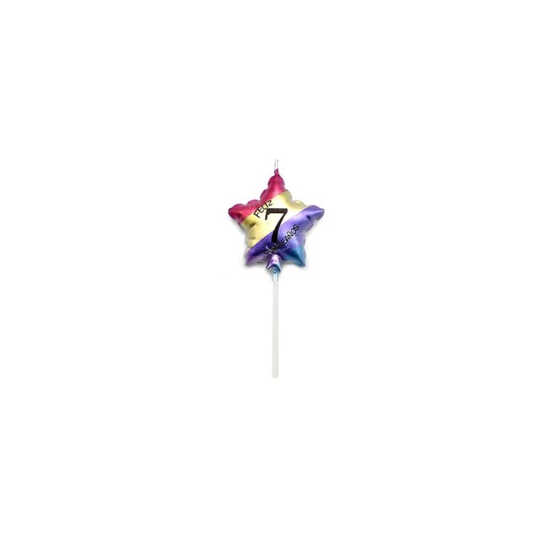 GENERICO - Vela De Numero 7 Estrella Multicolor 11cm
