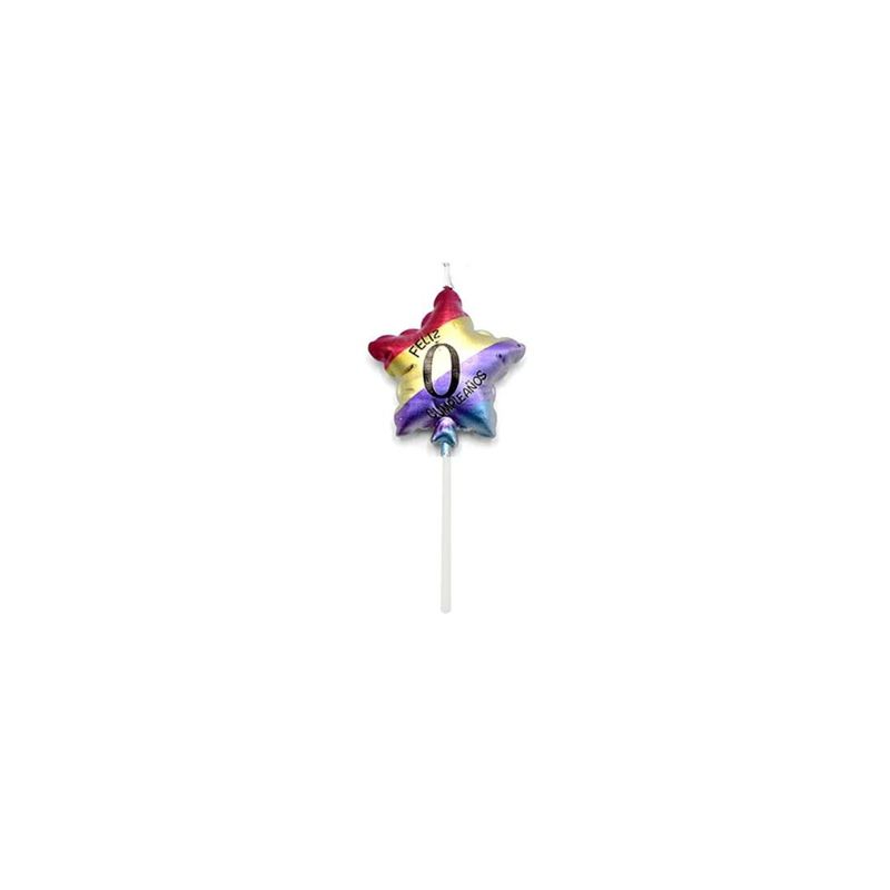 GENERICO - Vela De Numero 0 Estrella Multicolor 11cm