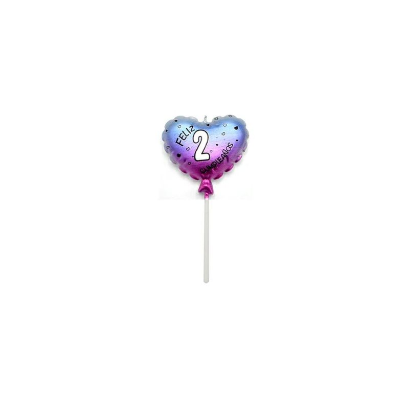GENERICO - Vela De Numero 2 Feliz Cumpleaños Corazón Multicolor 11cm