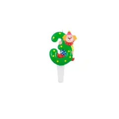 GENERICO - Vela De Numero 3 Payaso 14cm Verde