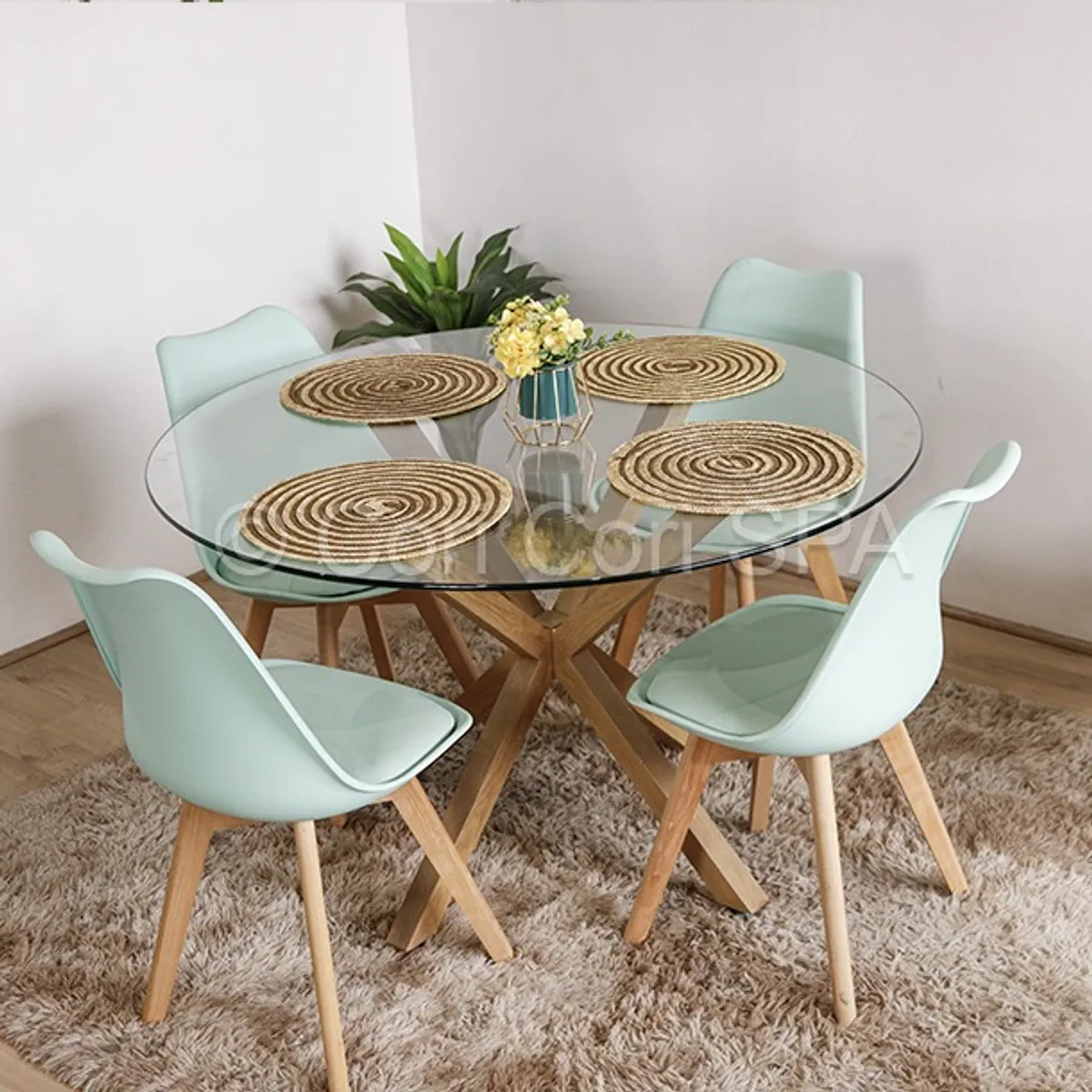 CORI CORI - Juego de Comedor Warwick 100cm + 4 Sillas Tulip