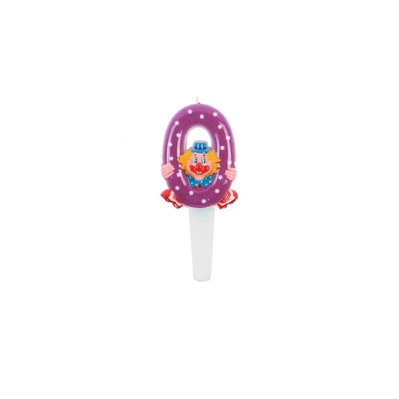 GENERICO - Vela De Numero 0 Payaso 14cm Morado