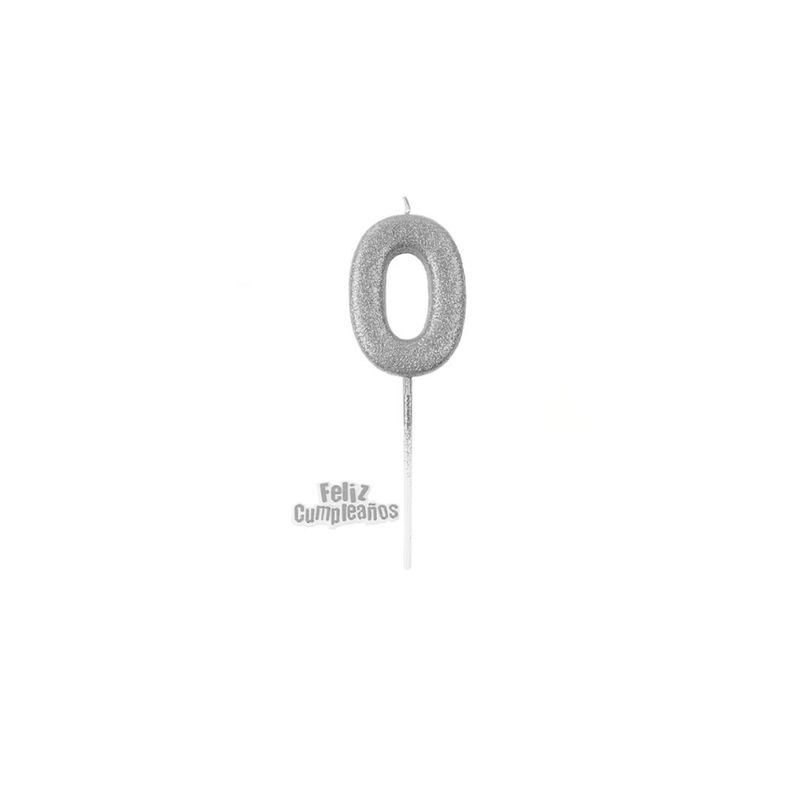 GENERICO - Vela De Numero 0 Plateada 13cm
