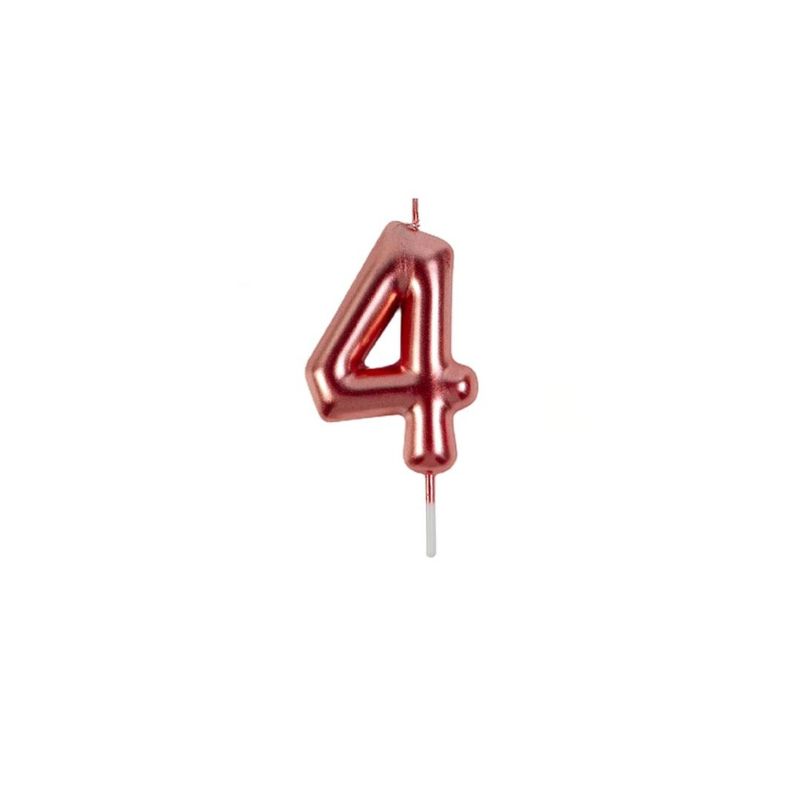 GENERICO - Vela De Numero 4 Oro Rosa 8cm
