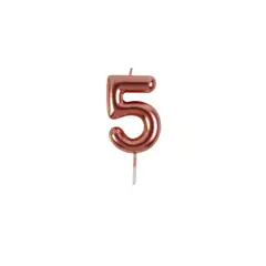 GENERICO - Vela De Numero 5 Oro Rosa 8cm