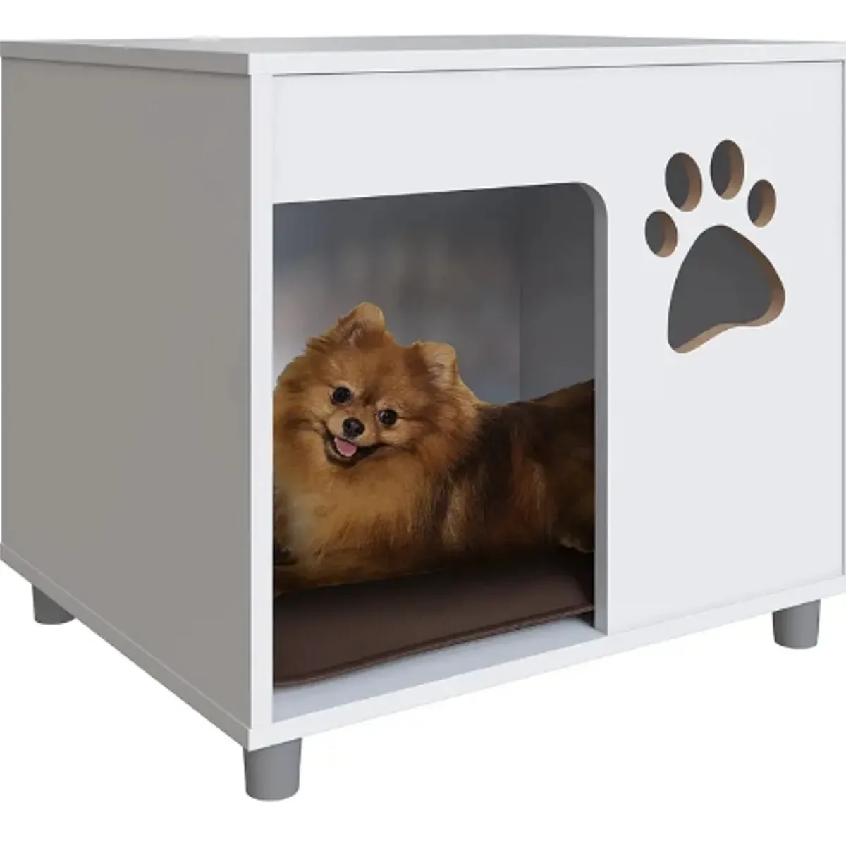 BE DESIGN - Velador Blanco Pet Para Perro Con Cojín