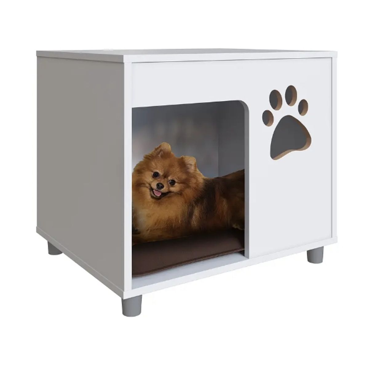 BE DESIGN - Velador Blanco Pet Para Perro Con Cojín