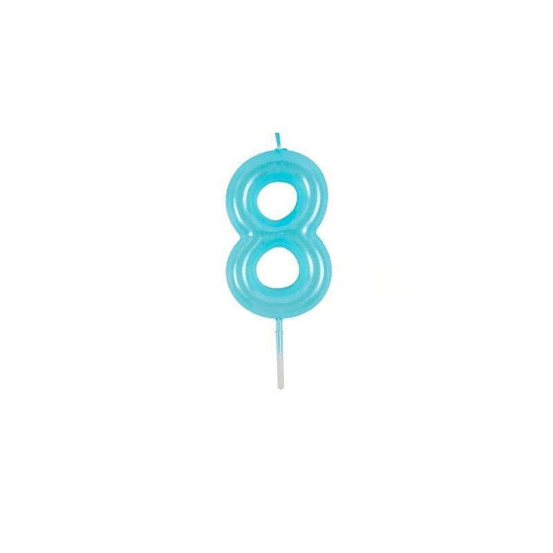 GENERICO - Vela De Numero 8 Celeste 8cm